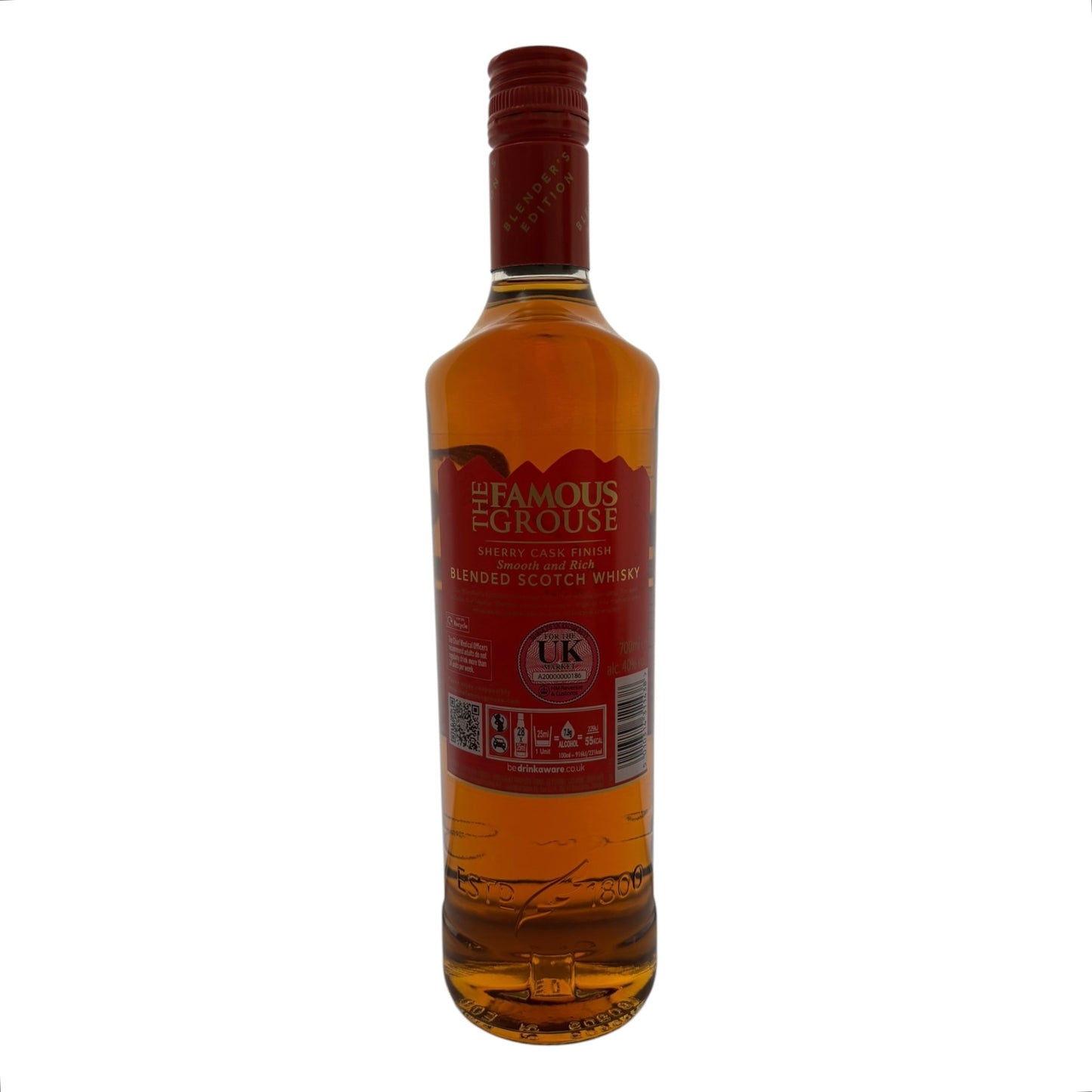 Famous Grouse Sherry Cask blended whisky bottle with label, showcasing the iconic whisky branding and rich sherry cask finish.