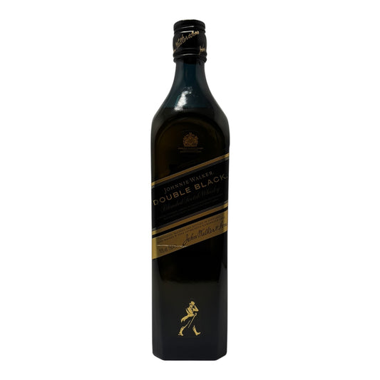 Johnnie Walker Double Black blended whisky bottle with black label and cap, showcasing the iconic Johnnie Walker branding.
