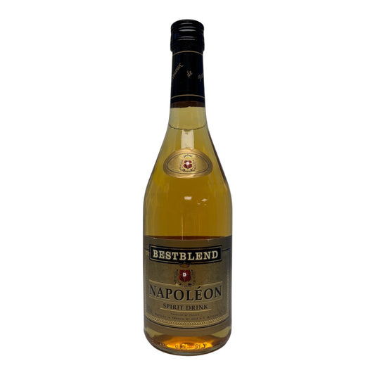 Bestblend Napoleon Spirit Drink, a premium brandy in a clear glass bottle with a dark amber liquid and elegant label.